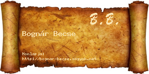 Bognár Becse névjegykártya